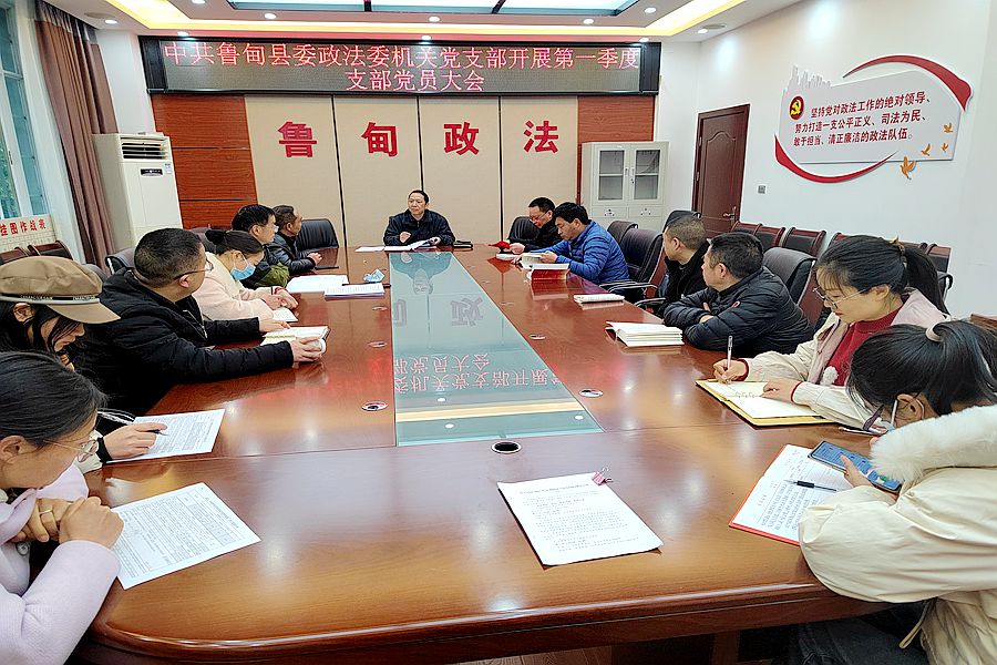 鲁甸县委政法委机关党支部召开2023年度第一季度支部党员大会