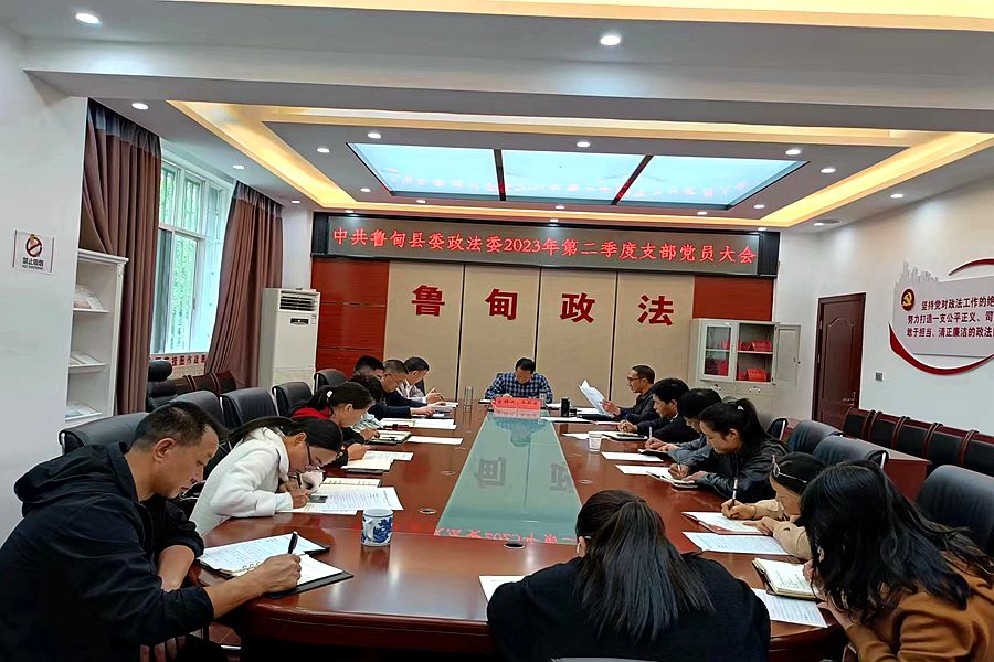 鲁甸县委政法委机关党支部召开2023年第二季度支部党员大会
